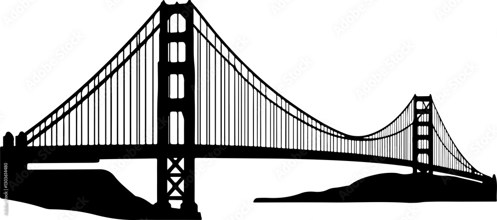 Fototapeta premium Silhouette of Golden Gate Bridge