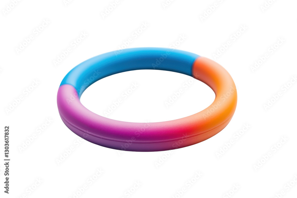 Brightly colored flexible toy ring on a clean white surface showcasing playful design and texture isolated on transparent background Brightly colored flexible toy ring on a clean white surface showcasing playful design and texture isolated on transparent background