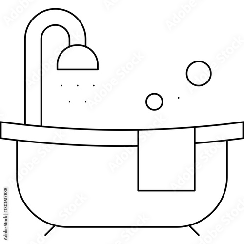 Bath Tub single vector icon illustration