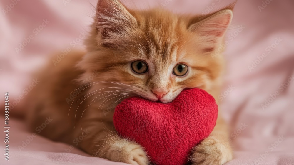 Adorable Kitten with a Heart: A Symbol of Love and Affection Adorable Kitten with a Heart: A Symbol of Love and Affection