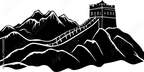 Silhouette of the Great Wall of China