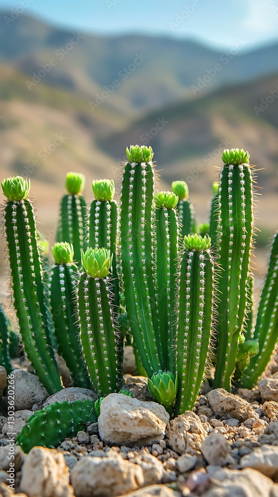 Cactus Bloom Mountain View Desert Landscape Cactus Bloom Mountain View Desert Landscape