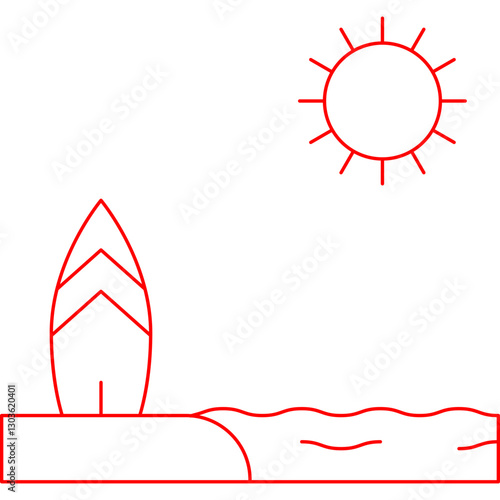 Beach single vector icon illustration