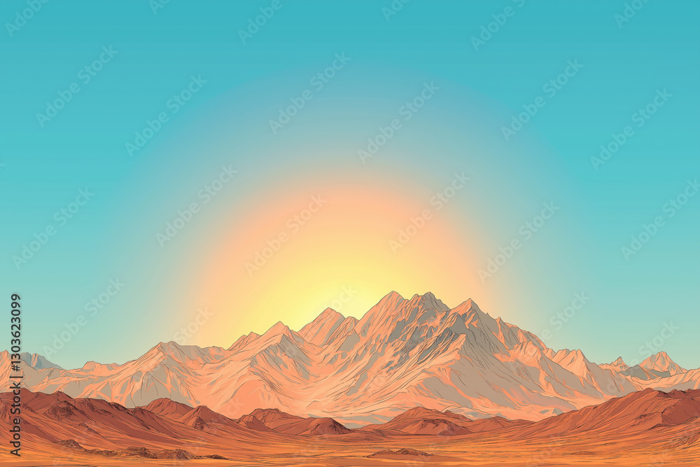 Naklejka premium Comic Book Style Mountain Range