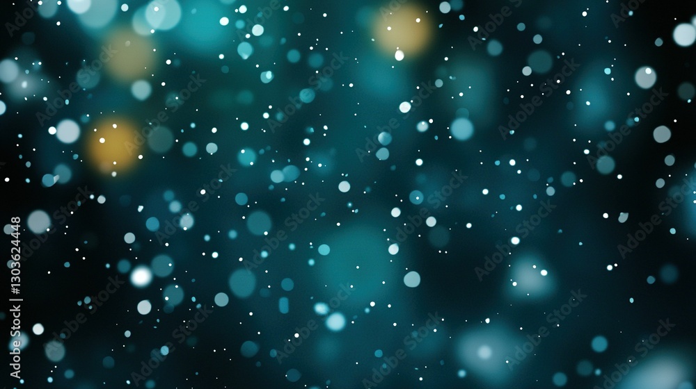 Obraz premium A blurry photo of snowflakes on a black and teal background with a clearer image of snowflakes