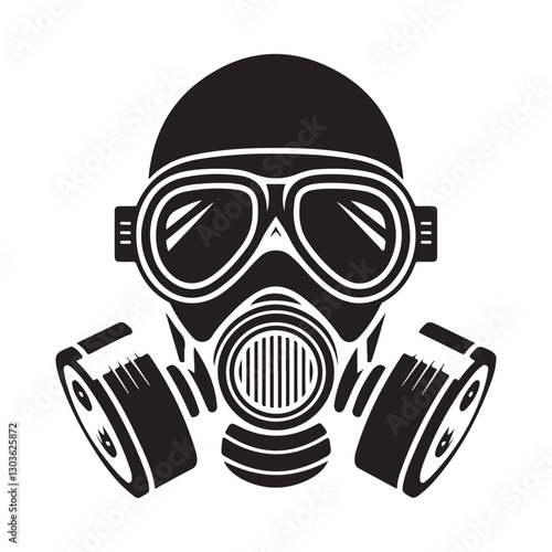 Gas mask silhouette, gas mask icon vector illustration