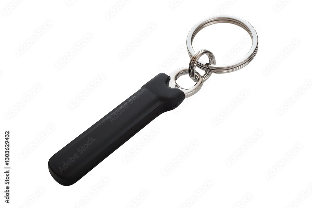 A sleek black keychain tool rests gracefully on a simple white background, perfect for daily use isolated on transparent background A sleek black keychain tool rests gracefully on a simple white background, perfect for daily use isolated on transparent background