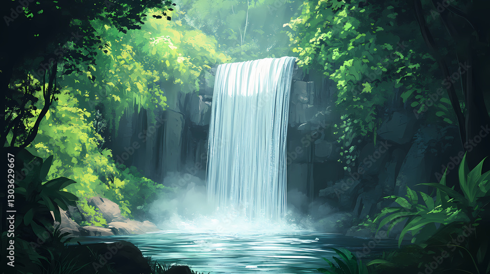 Naklejka premium Arrow illusion with horizontal lines. Illusion - Waterfall. Illustration