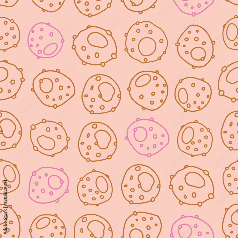 Obraz premium Pink prickly pear vector seamless pattern. 