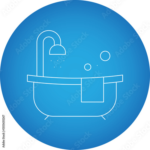Bath Tub single vector icon illustration