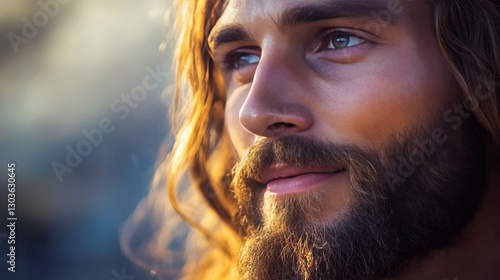 Jesus after the resurrection  teaching and inspiring joy among the people during easter celebrations photo