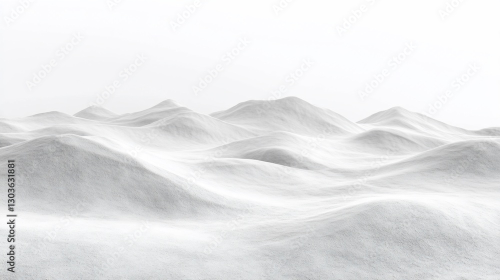 Fototapeta premium A minimalist landscape of soft, undulating white hills against a bright background.