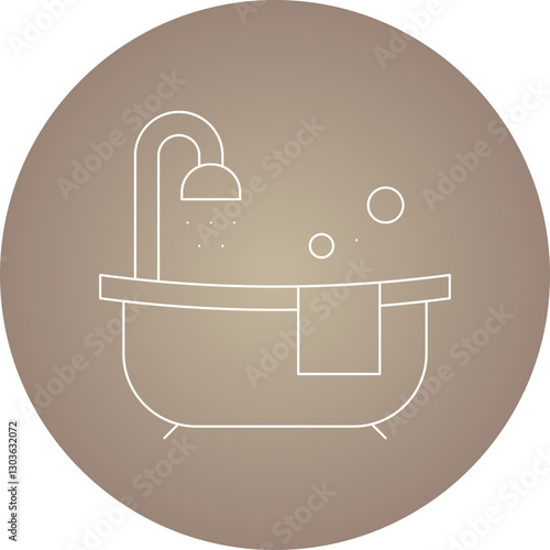 Bath Tub single vector icon illustration