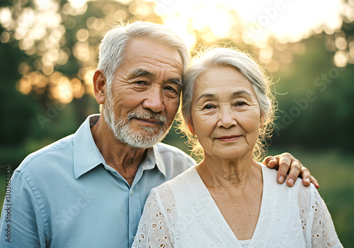 Una hermosa pareja de ancianos en Asia.