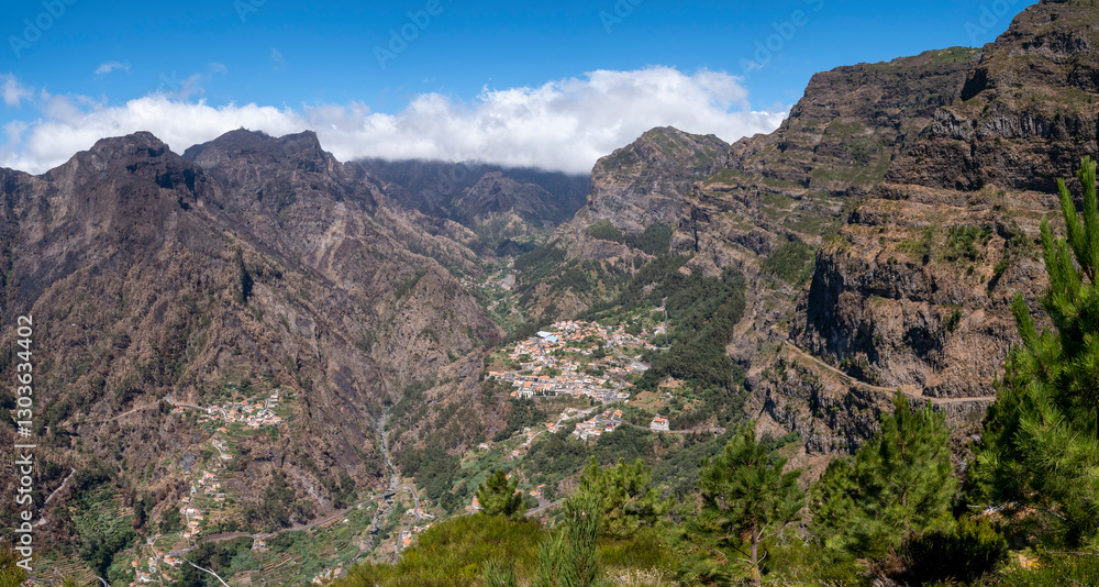 View from the Eira do Cerrado viewpoint towards the town of Curral das Freiras, in the central mountain range of Madeira.
View from the Eira do Cerrado viewpoint towards the town of Curral das Freiras, in the central mountain range of Madeira.