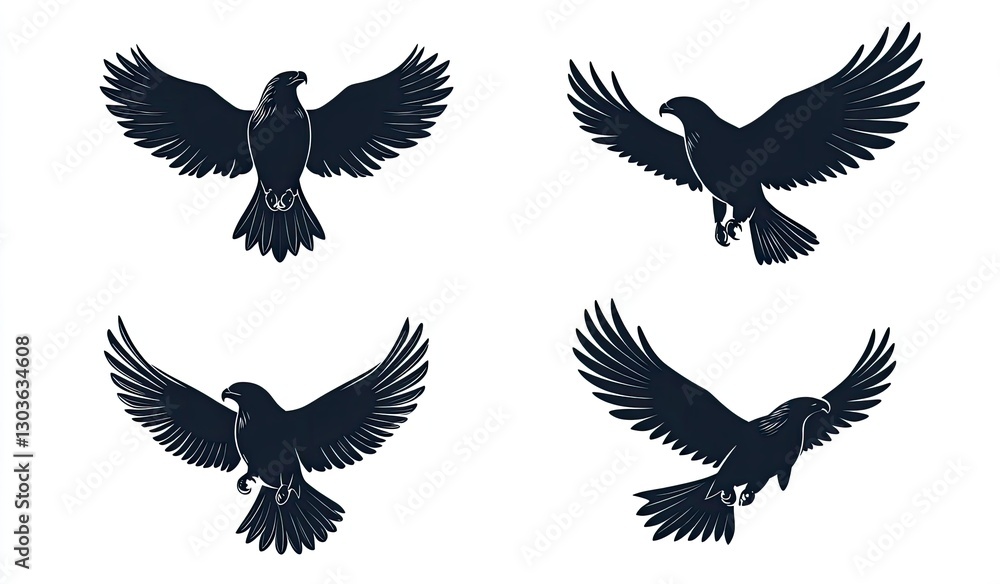 Obraz premium Birds in Flight, Silhouette Design