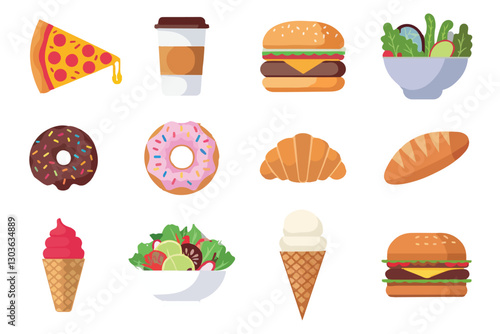 Food flat Illustration Icons set, Food Vector Art Illustration Clipart. set of food Illustration bundle	