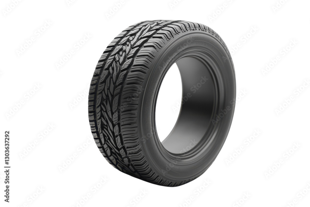 The image highlights a stylish black tire, emphasizing its detailed tread design isolated on transparent background The image highlights a stylish black tire, emphasizing its detailed tread design isolated on transparent background