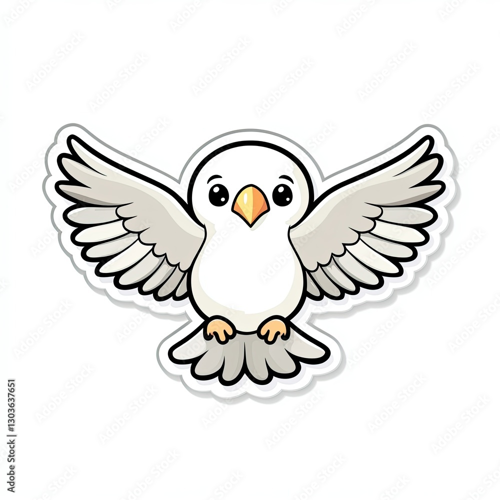 Fototapeta premium Cute Dove Sticker, White Background