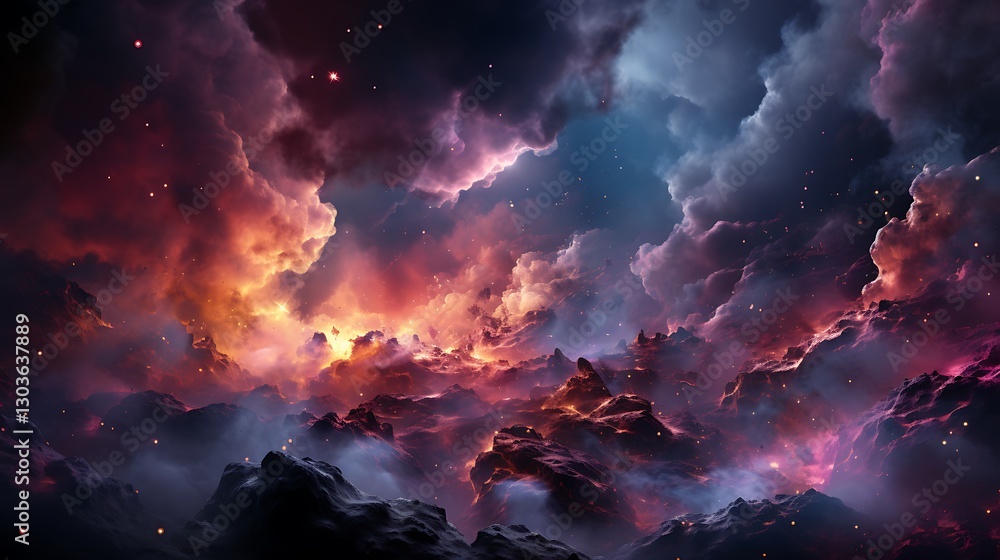 Naklejka premium Fiery Celestial Landscape: A Breathtaking View of a Volcanic Planet