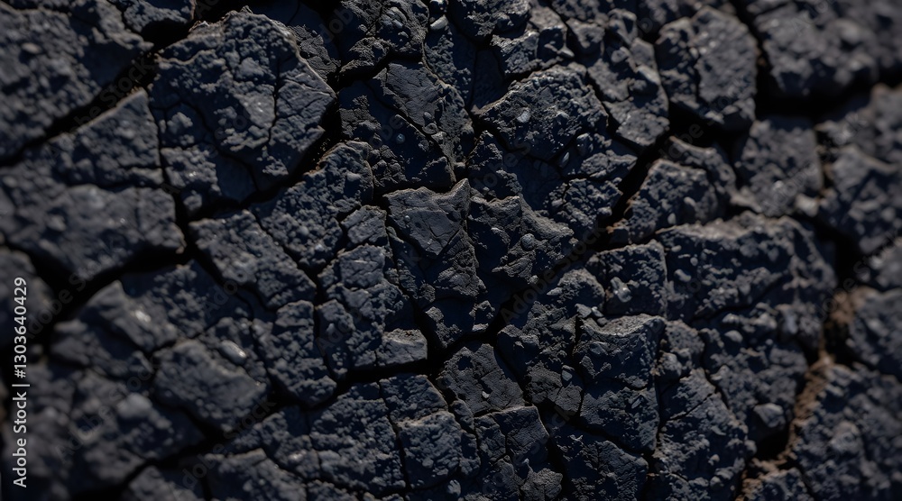 An abstract close-up of a cracked black surface, highlighting the intricate textures and patterns of dry earth in a desolate environment. An abstract close-up of a cracked black surface, highlighting the intricate textures and patterns of dry earth in a desolate environment.