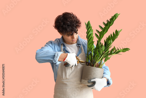 Male gardener with secateur...