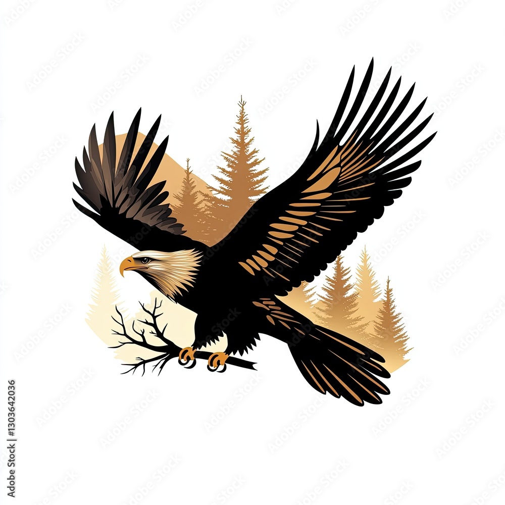 Obraz premium Eagle Soaring Above Forest