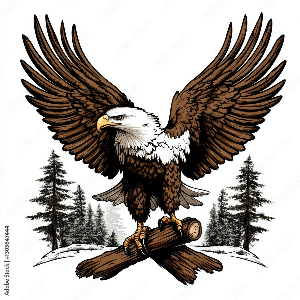 Obraz premium Majestic Eagle in Forest Scene