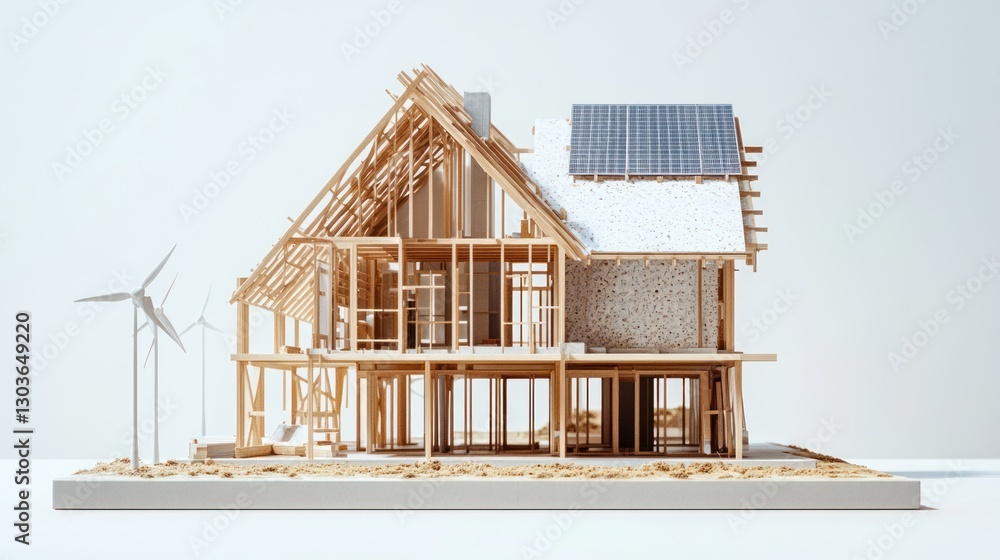 Obraz premium Wooden model of sustainable house