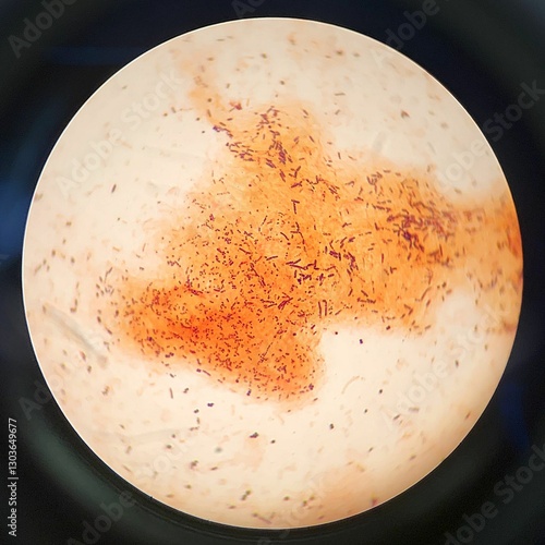 Vászonkép Gram Stain of E. coli and S. aureus Under Microscope