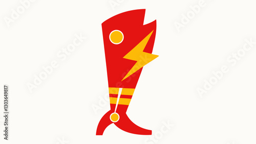 Superhero Leg A bright red leg prosthetic sporting a bold emblem and lightning bolt designs inspiring children to feel powerful and energetic while they move.