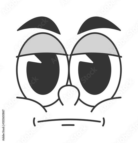 Displeased comic doodle face caricature