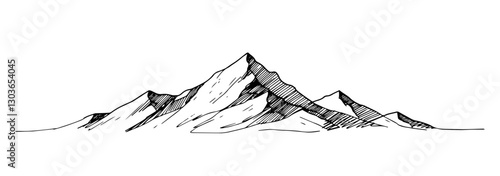 mountain range vector illustration, hand drawn landscape