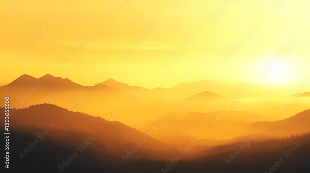 Obraz premium A blurred background with a golden yellow hue. Tranquil - Mountain. Illustration