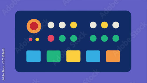 Tactile Equipment A depiction of a soundboard where all buttons and controls have tactile markings and colors designed for easy identification by users with visual impairments.