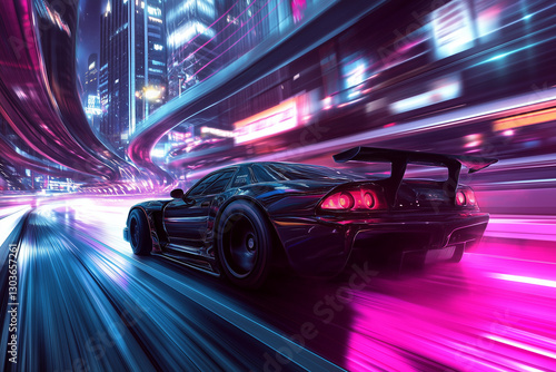 Wallpaper Mural Arcade style racing game with neon cityscapes Torontodigital.ca
