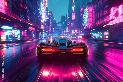 Arcade style racing game with neon cityscapes