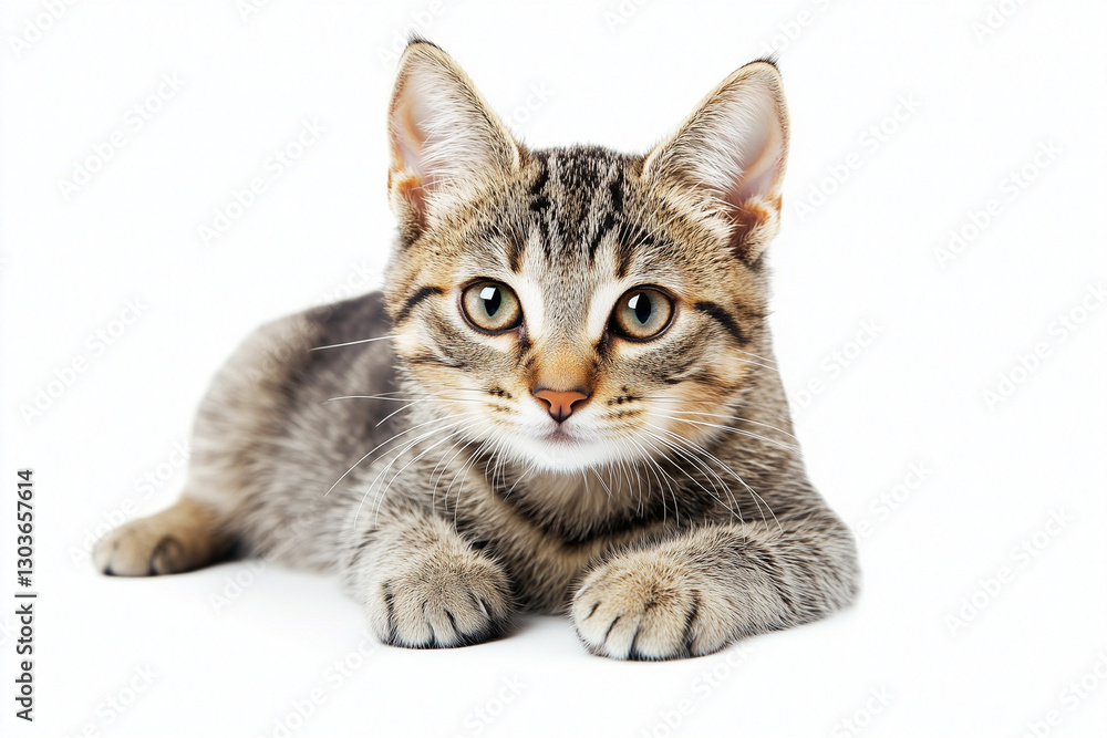 Cute gray cat kitten isolated on a white background Cute gray cat kitten isolated on a white background