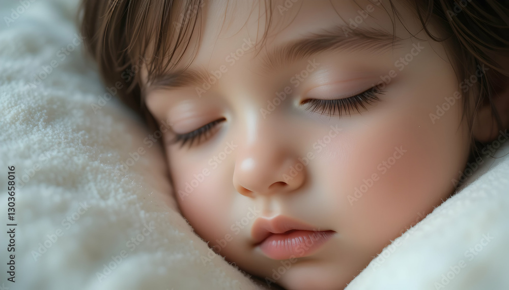 Little Girl Sleeping Peacefully Wrapped in a Cozy White Blanket Little Girl Sleeping Peacefully Wrapped in a Cozy White Blanket