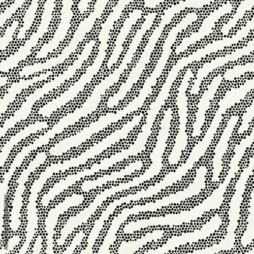 Vector seamless pattern. Free form organic shapes. Stylish smooth weaving structure. Natural rounded spots. Hand drawn abstract background. Can be used as swatch. Monochrome smooth spotty print.