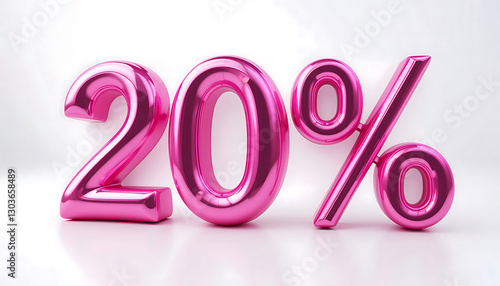 20 Percent Off Sale. 20% percent of. Special offer discount. pink number 20% 3d rendering. sign for marketing, sales, discounts, promotions, financial, business, banner. 3d pink number. number design
