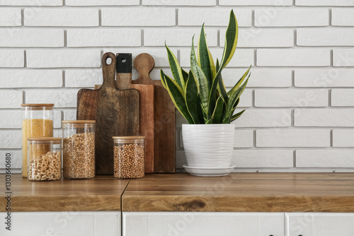 Modern kitchen countertop w...