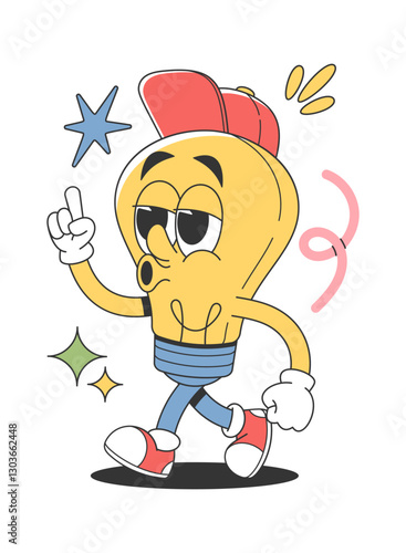 Cute light bulb doodle character