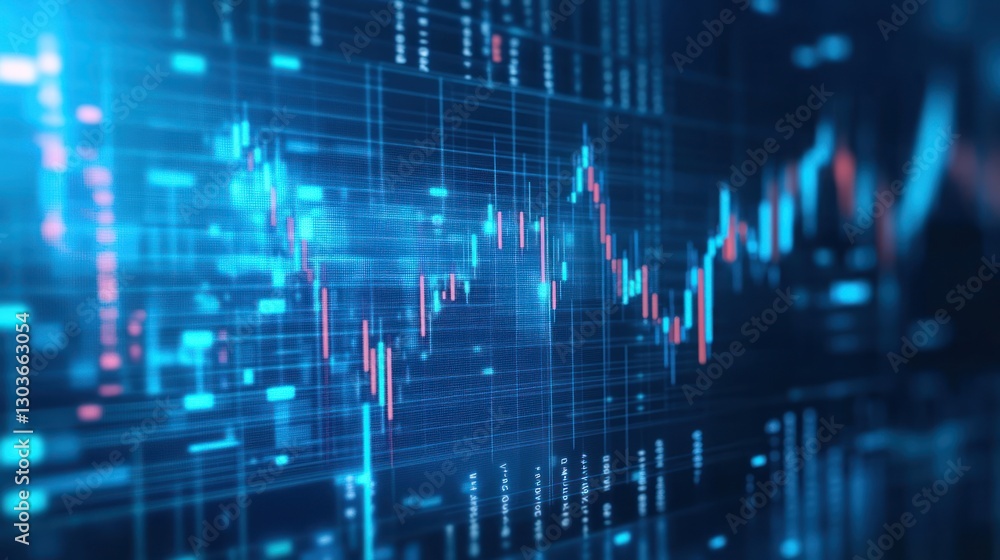 Financial data, stock market charts, digital display, abstract background, analysis, possible use for business reports Financial data, stock market charts, digital display, abstract background, analysis, possible use for business reports