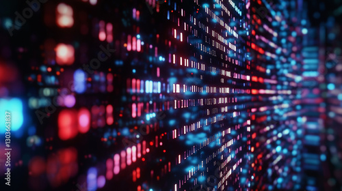 Wallpaper Mural Big data stream flowing in cyberspace with pink and blue lights Torontodigital.ca