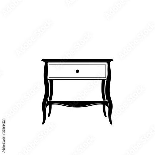 A minimalist vector illustration of a bedside table silhouette focusing on refined details