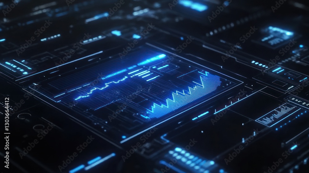 Futuristic data display with glowing graph Futuristic data display with glowing graph