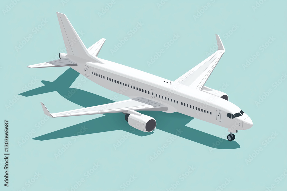 Fototapeta premium Isometric airplane illustration isolated on a solid background