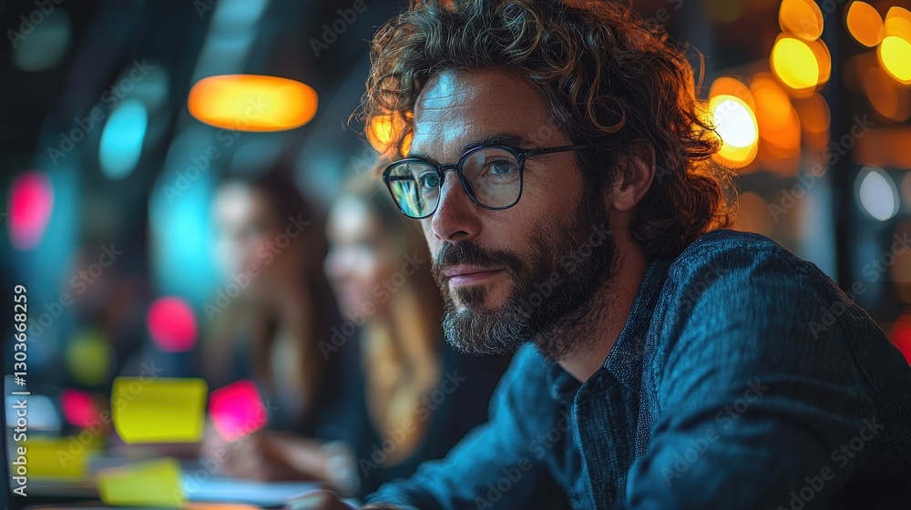 A Focused Man with Glasses Is Working in His Office A Focused Man with Glasses Is Working in His Office