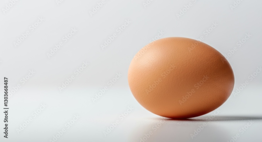 Close-up of a single brown egg against a light background Close-up of a single brown egg against a light background